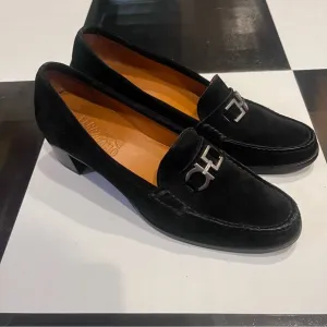 Vintage Designer Black Suede Salvatore Ferragamo Women’s Loafers