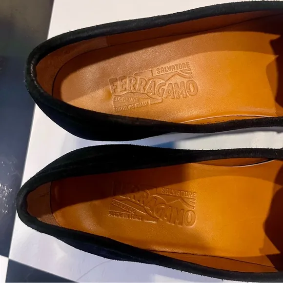 Vintage Designer Black Suede Salvatore Ferragamo Women’s Loafers