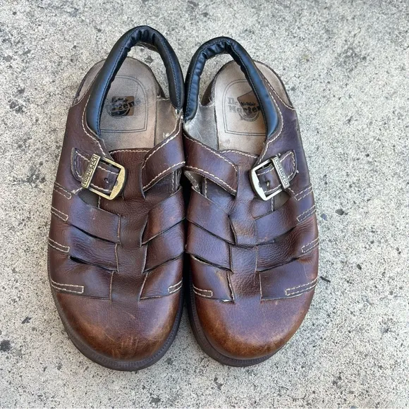 Vintage Dr. Martens Leather Closed Toe Fisherman Sandals Made in England MIE Y2K