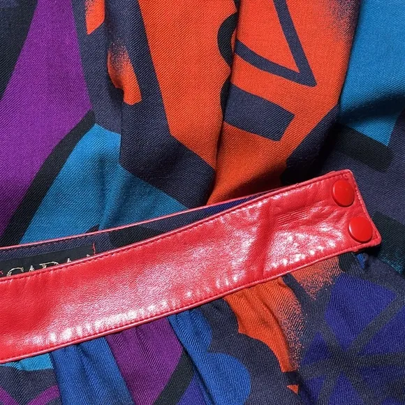 VINTAGE ESCADA BY MARGARETHA LEY MODERNIST ABSTRACT FACE PRINT FULL MAXI SKIRT