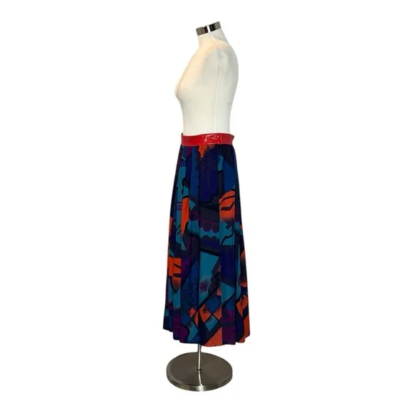 VINTAGE ESCADA BY MARGARETHA LEY MODERNIST ABSTRACT FACE PRINT FULL MAXI SKIRT