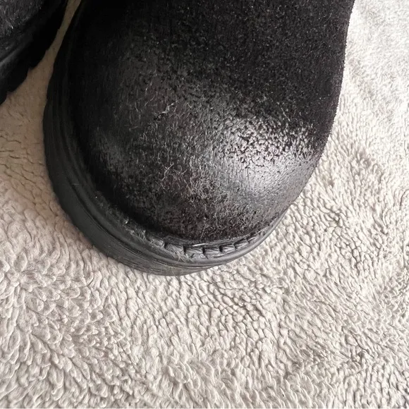 Vintage Foundry Co. Charmaine Burnished Suede Leather Buckle Moto Booties Black