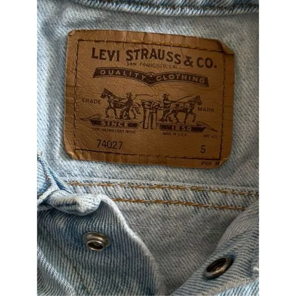 Vintage Levi Strauss -  Kids Unisex Levis Orange Tag, Snap Denim Trucker Roper J