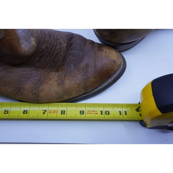 Vintage Olathe Boots Men Size 9.5 E Wide Tall Riding Brown Leather Western USA