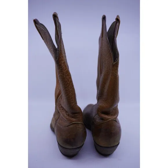 Vintage Olathe Boots Men Size 9.5 E Wide Tall Riding Brown Leather Western USA