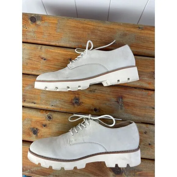 Vionic Adina Oxford Nubuck Gray Leather Lace Up Orthotic Shoes Women's 6