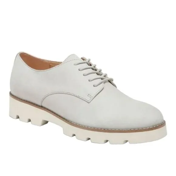 Vionic Adina Oxford Nubuck Gray Leather Lace Up Orthotic Shoes Women's 6