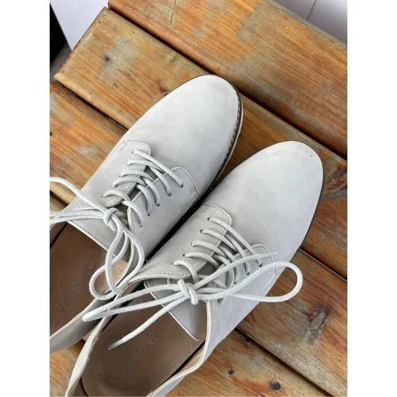 Vionic Adina Oxford Nubuck Gray Leather Lace Up Orthotic Shoes Women's 6