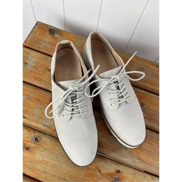 Vionic Adina Oxford Nubuck Gray Leather Lace Up Orthotic Shoes Women's 6