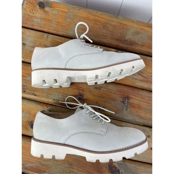 Vionic Adina Oxford Nubuck Gray Leather Lace Up Orthotic Shoes Women's 6