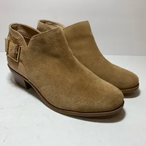 Vionic Ama Tan Suede Ankle Buckle Boots Booties Women’s Size 8