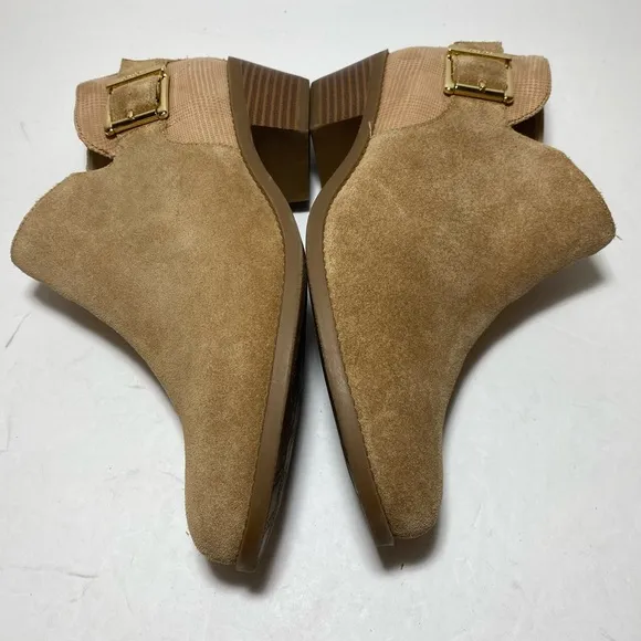 Vionic Ama Tan Suede Ankle Buckle Boots Booties Women’s Size 8