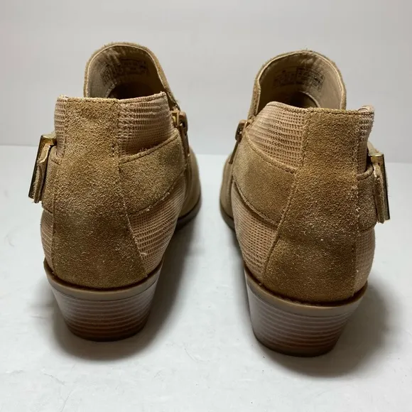 Vionic Ama Tan Suede Ankle Buckle Boots Booties Women’s Size 8