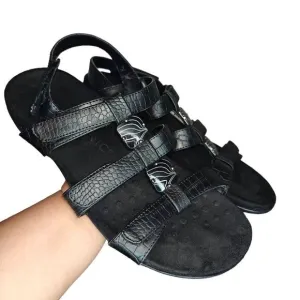 Vionic Amber Black Leather Sandals