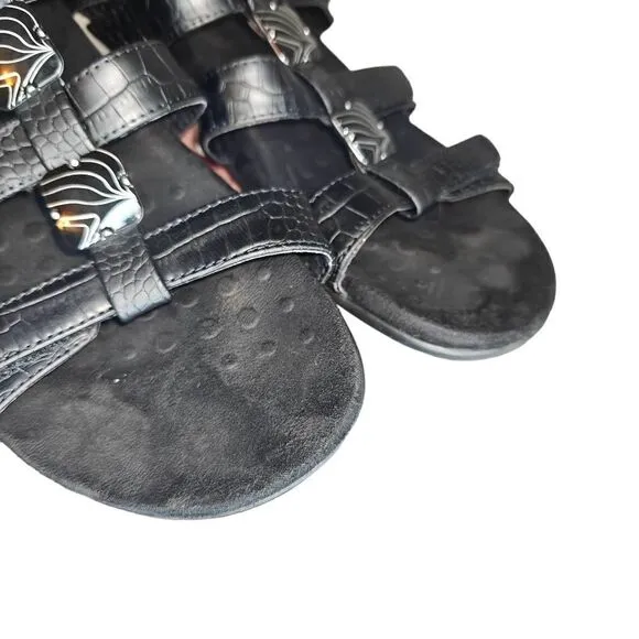 Vionic Amber Black Leather Sandals