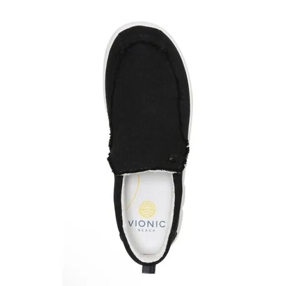 Vionic Beach Seaview Casual Mens 9 Slip Black Sneakers Arch Support‎ New