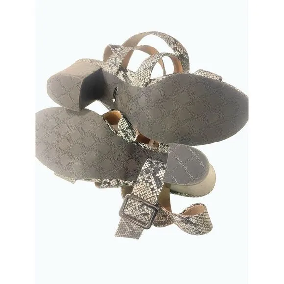 Vionic Blaire Leather Snake Print Block Heel Orthotic Comfort Sandal 10