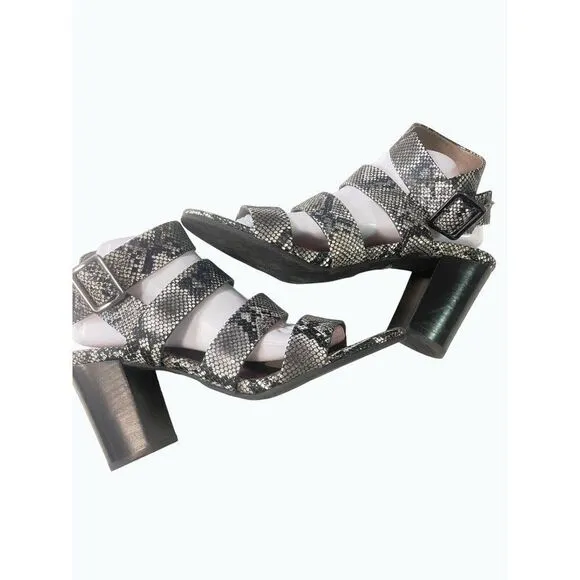 Vionic Blaire Leather Snake Print Block Heel Orthotic Comfort Sandal 10