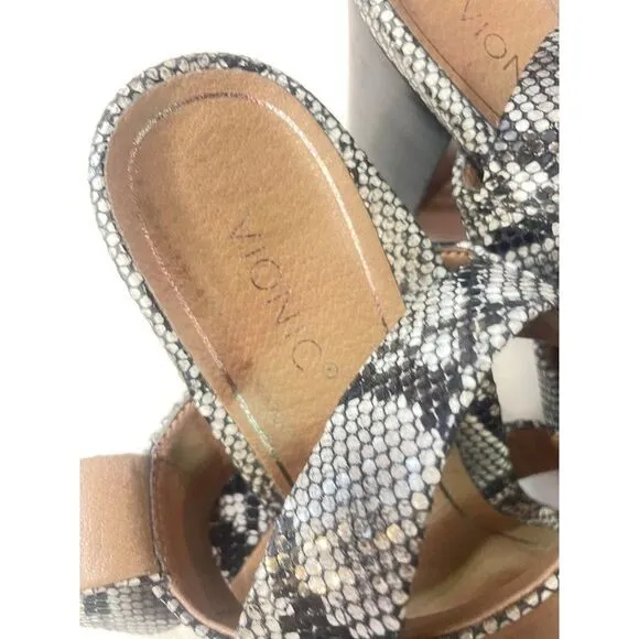 Vionic Blaire Leather Snake Print Block Heel Orthotic Comfort Sandal 10