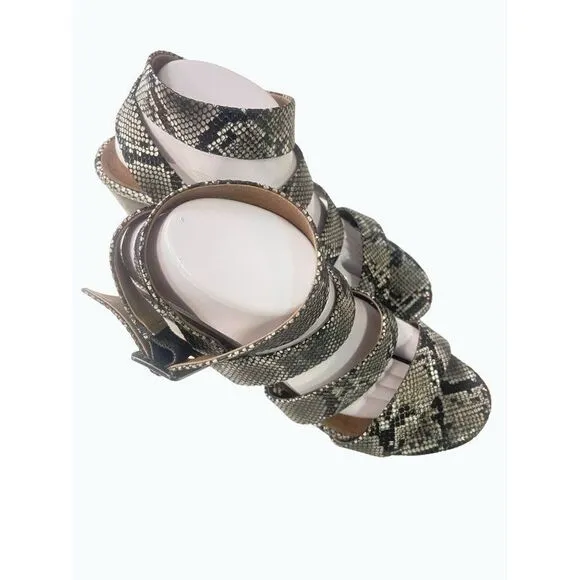 Vionic Blaire Leather Snake Print Block Heel Orthotic Comfort Sandal 10