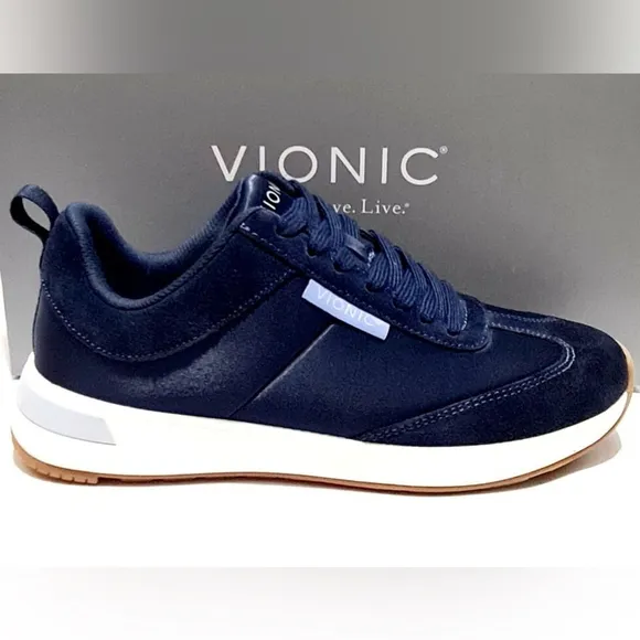 VIONIC BREILYN SNEAKER ORTHOTIC CASUAL SHOES NAVY BLUE SUEDE AND NYLON