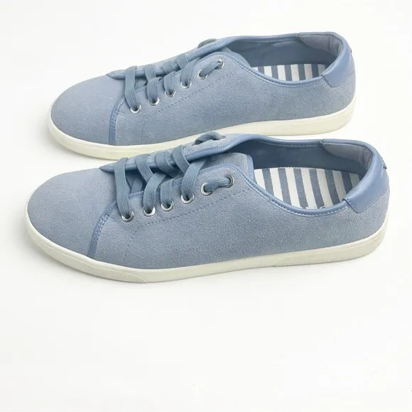 VIONIC Brinley Dusty Blue Suede Orthotic Lace Up Low Top Sneakers, Size 9
