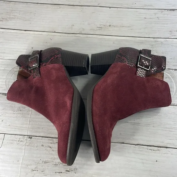 Vionic Burgundy Naomi Women's Suede Snake Embossed Water-Resistant Boots
