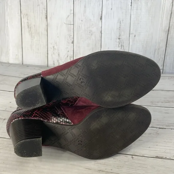 Vionic Burgundy Naomi Women's Suede Snake Embossed Water-Resistant Boots