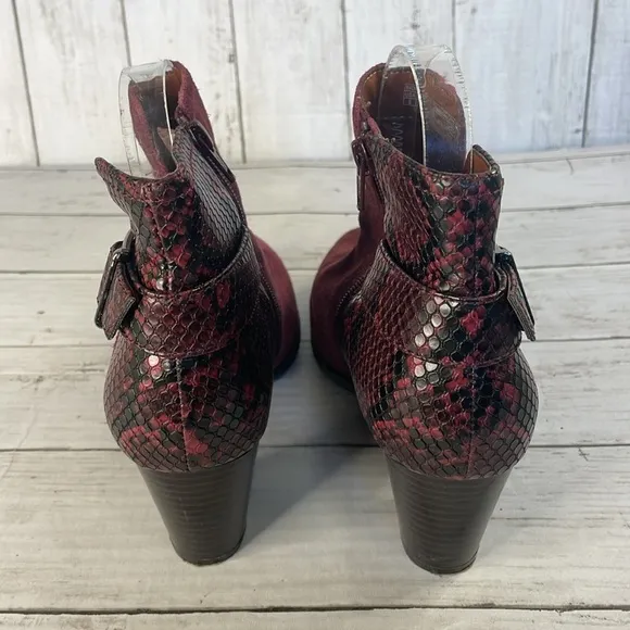 Vionic Burgundy Naomi Women's Suede Snake Embossed Water-Resistant Boots