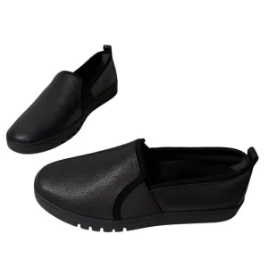Vionic Cambria Womens Slip On Flat Loafer 9W Black Leather Comfort Shoe Office
