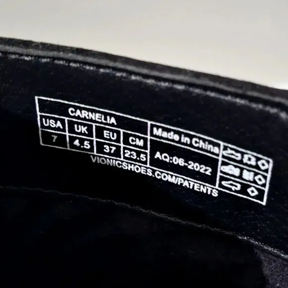 Vionic Carnelia Mid Calf Boot Water Repellent Black Leather Orthotic Shoe Size 7