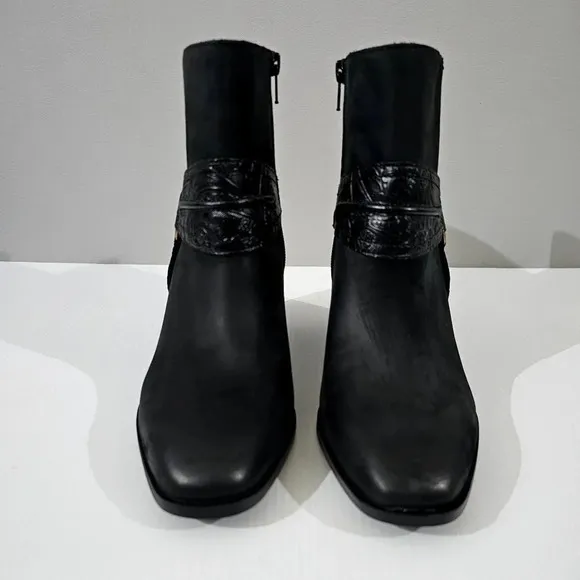 Vionic Carnelia Mid Calf Boot Water Repellent Black Leather Orthotic Shoe Size 7
