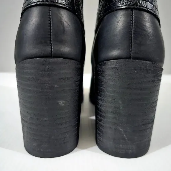 Vionic Carnelia Mid Calf Boot Water Repellent Black Leather Orthotic Shoe Size 7