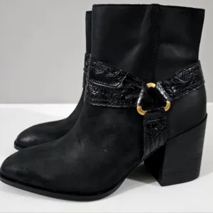 Vionic Carnelia Mid Calf Boot Water Repellent Black Leather Orthotic Shoe Size 7