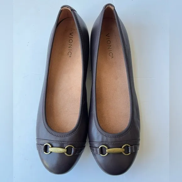 Vionic DELANIE FLAT ballet shoes in chocolate size 11
