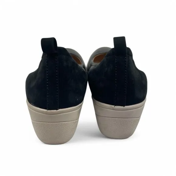 Vionic Jacey Women Black Leather Wedge Slip On Shoes 7.5 Arch Support Comfort