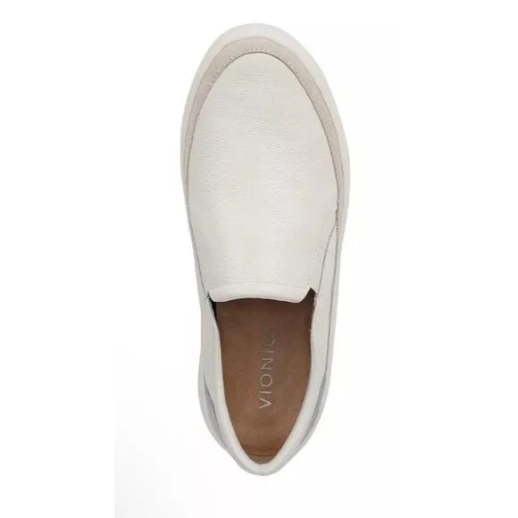 Vionic Kearny White Leather Sneaker Womens 11 Comfort Slip‎ On Shoe New