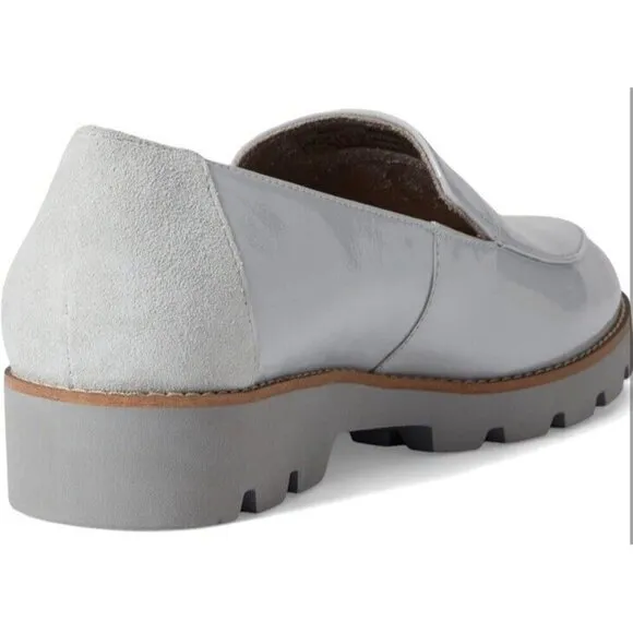 Vionic Kensley Gray Vapor‎ Crinkle Patent Leather Loafer Womens 7 Arch New