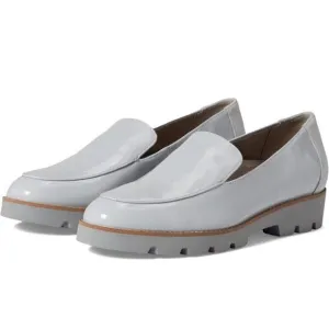 Vionic Kensley Gray Vapor‎ Crinkle Patent Leather Loafer Womens 7 Arch New