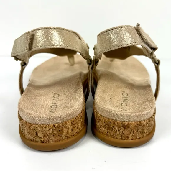 Vionic Kirra II Women's Sz 9 Wedge Sandals Comfort Shoes Tan Gold Metallic - NEW