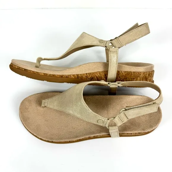 Vionic Kirra II Women's Sz 9 Wedge Sandals Comfort Shoes Tan Gold Metallic - NEW