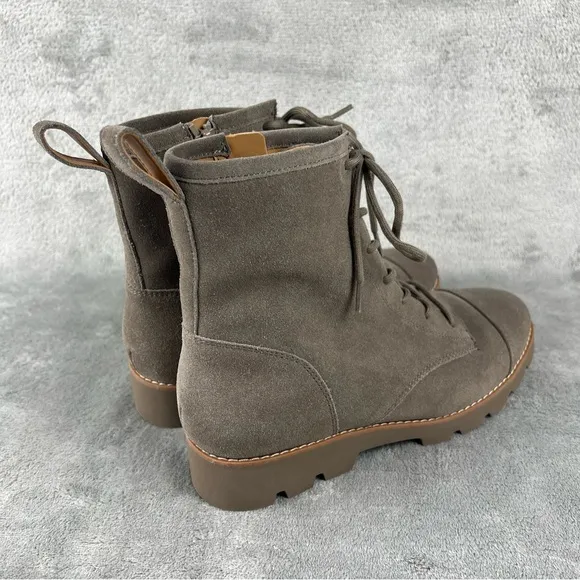 Vionic Lani II Lace-Up Boots Stone Suede - Size 7.5 - BD:08-2024 - Retail $170