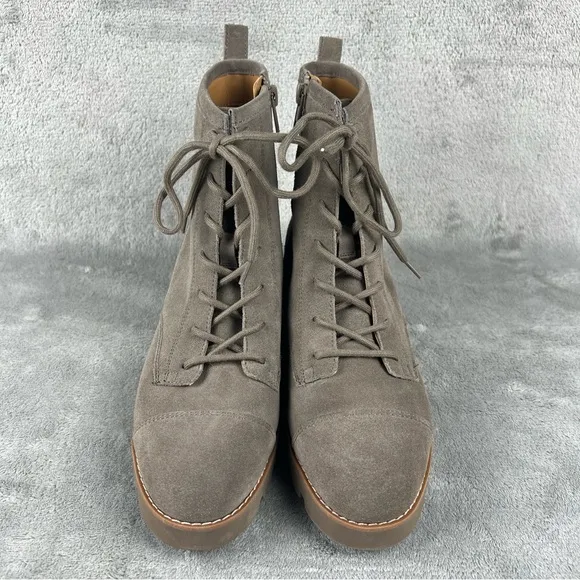 Vionic Lani II Lace-Up Boots Stone Suede - Size 7.5 - BD:08-2024 - Retail $170