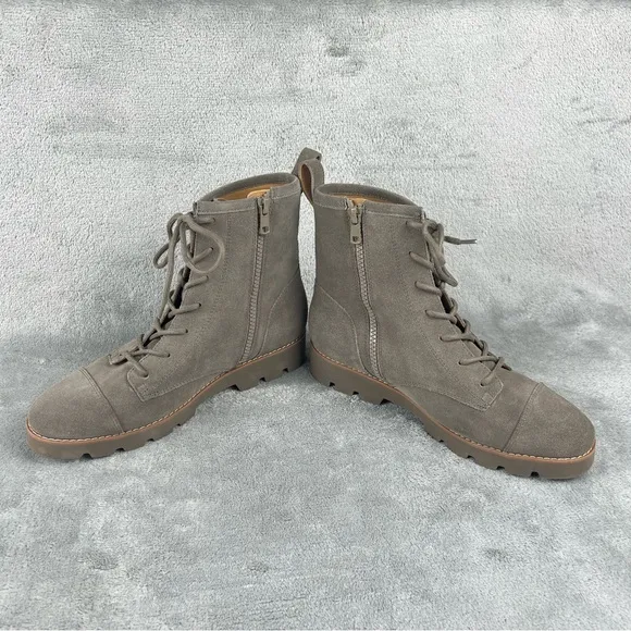 Vionic Lani II Lace-Up Boots Stone Suede - Size 7.5 - BD:08-2024 - Retail $170