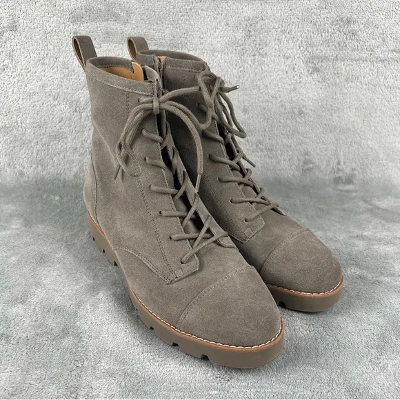 Vionic Lani II Lace-Up Boots Stone Suede - Size 7.5 - BD:08-2024 - Retail $170