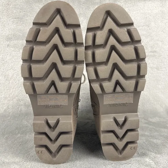 Vionic Lani II Lace-Up Boots Stone Suede - Size 7.5 - BD:08-2024 - Retail $170