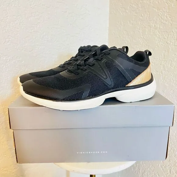 VIONIC Leyo Sneaker Orthotic Comfort Cushioned Tennis Shoes, Black, NWT