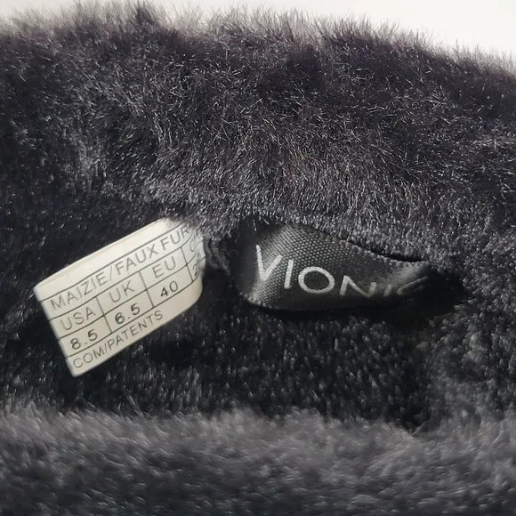 Vionic Maizie Womens 8.5 Supportive Slipper Ankle Boots Black Suede Faux Fur