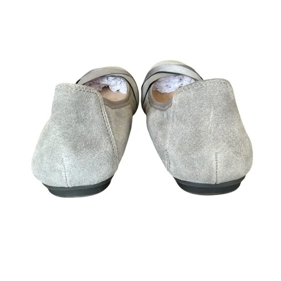 Vionic Maria Light Gray Suede Criss Cross Ribbon Ballet Flats Women's Size 8W