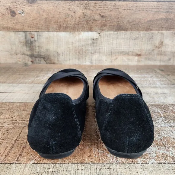 Vionic Maria Women's Sz 9.5 Wide Black Slip On Orthotic Insole Ballet Flat Shoes